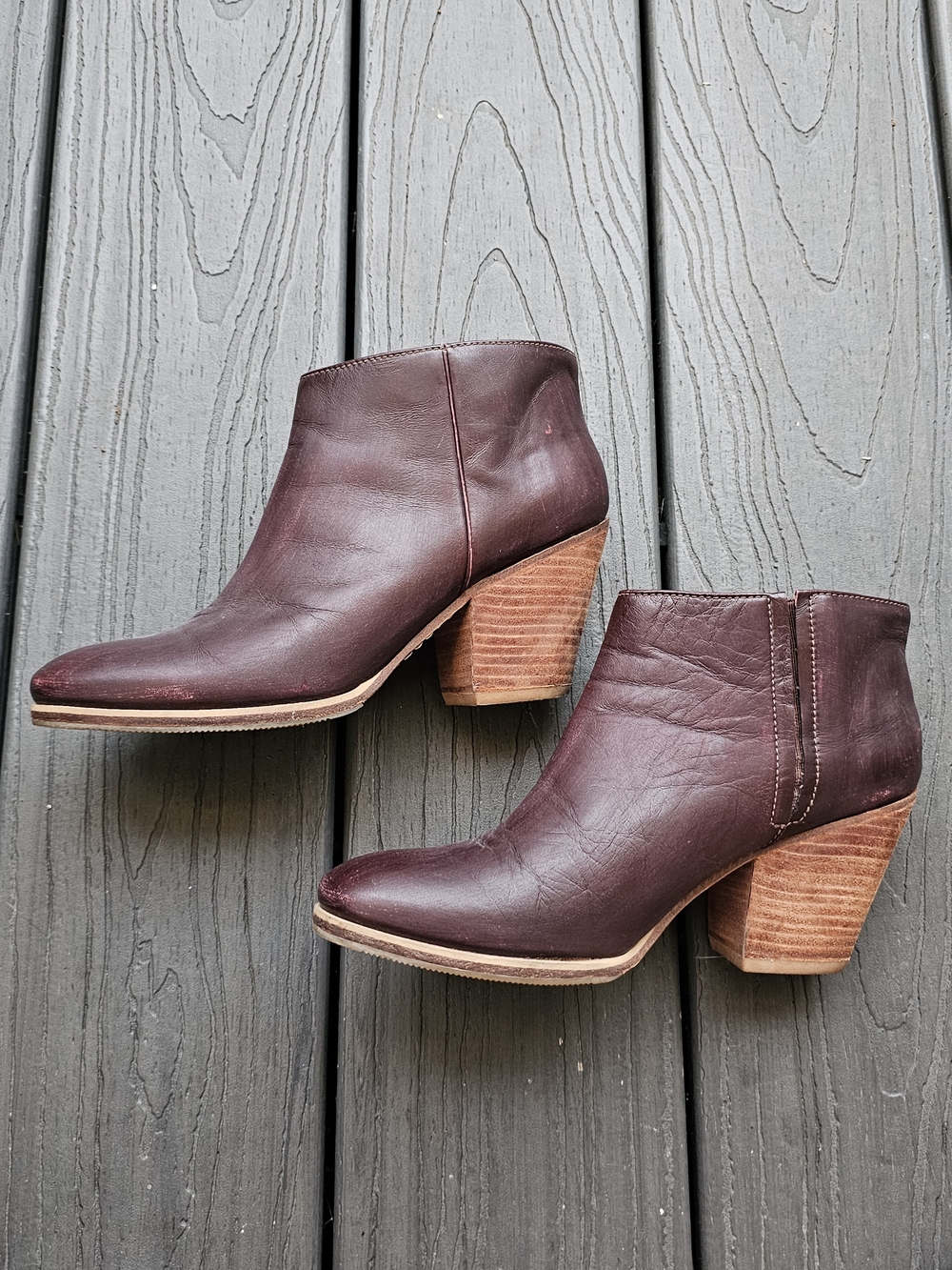 Authentic Rachel Comey "Mars" Leather Ankle Booties - Oxblood Burgundy (Size 7)
